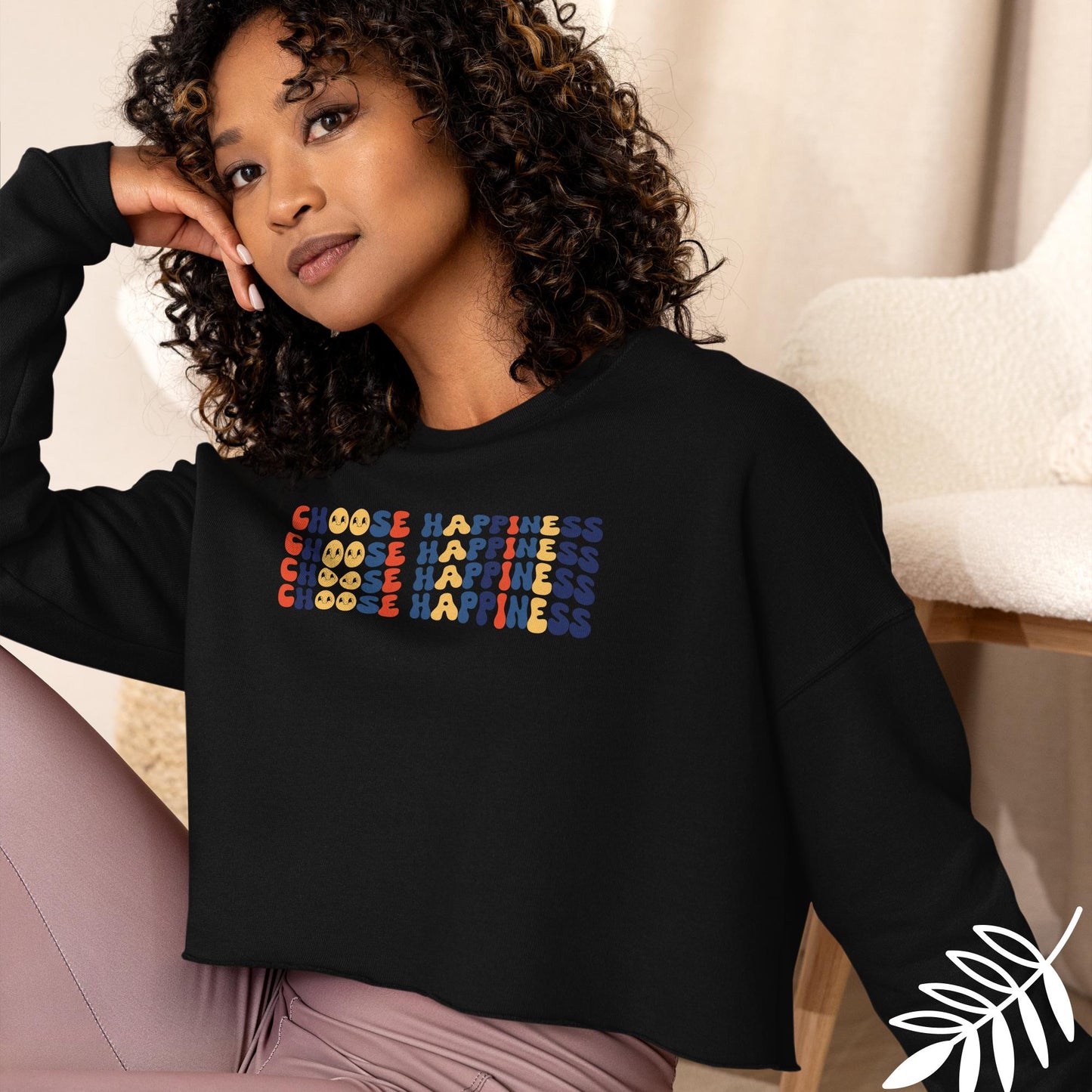 Choose Happiness Crop Sweatshirt